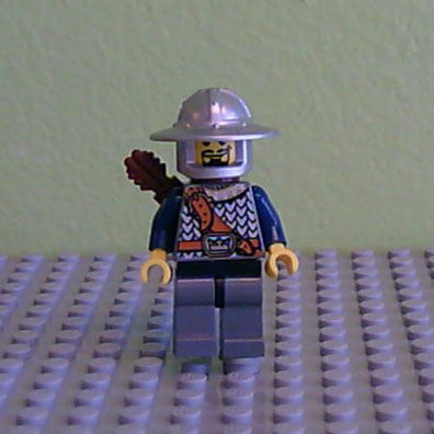 LEGO Minifigure-Fantasy Era - Crown Knight Scale Mail with Chest Strap, Helmet with Broad Brim, Curly Eyebrows and Goatee, Quiver-Castle / Fantasy Era-CAS345-Creative Brick Builders